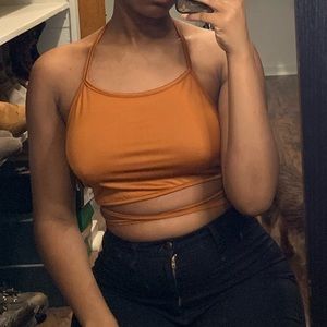 orange/brown stringed top
